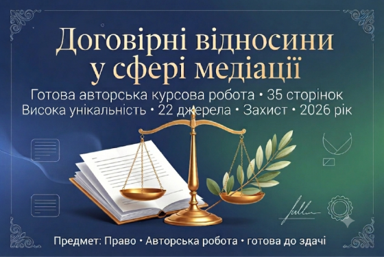 Продам готову курсову на тему: «Договірні відносини у сфері медіації» Київ