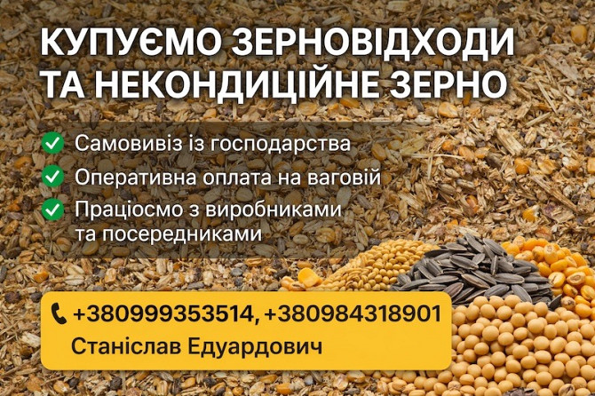 Закупівля некондиційного зерна і відходів зернових Черкаси - зображення 1