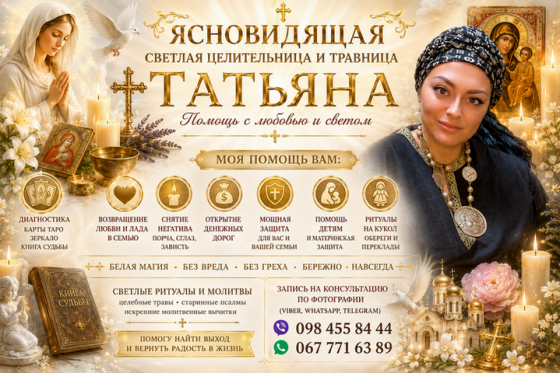 Ясновидящая в Киеве которая действительно помогает. Снятие негатива. Обряды на любовь. Київ