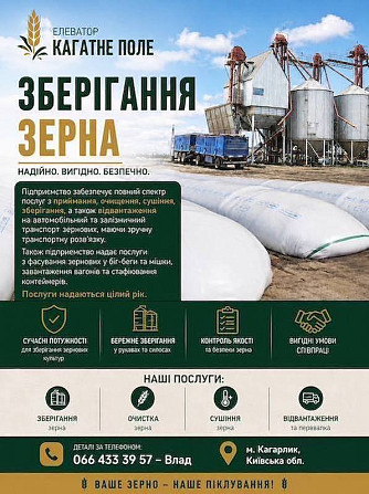 Повний комплекс послуг елеватора «Кагатне Поле» (Київська обл.) Київ - зображення 1