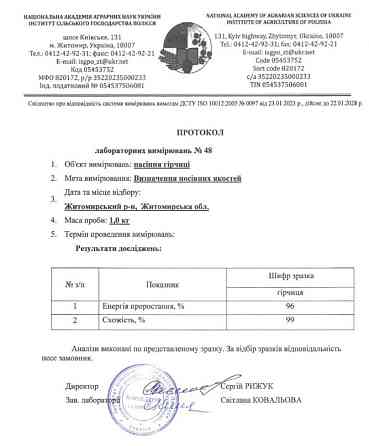 Насіння гірчиці білої для сидерату Житомир