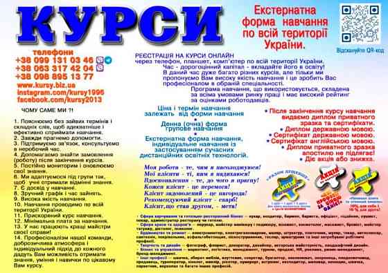 Курси кухаря, кондитера, сушиста, піццеолі, пекаря, бармена, бариста Київ