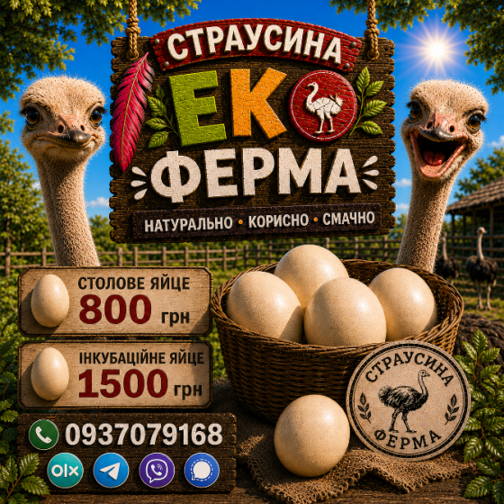 Продаємо харчові страусині яйця (805 грн) та порожні страусині яйця (290 грн) Белгород-Днестровский