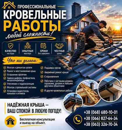 Профессиональные кровельные работы, Ремонт крыш Дніпро