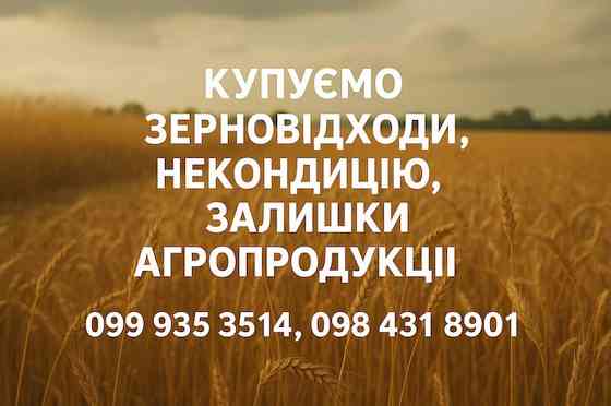 Постійно купуємо зерновідходи та некондиційну сільгосппродукцію Дніпро