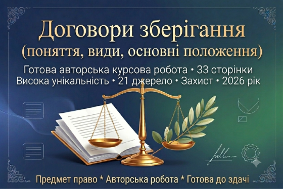 Продам готову курсову на тему: Договори зберігання. Київ